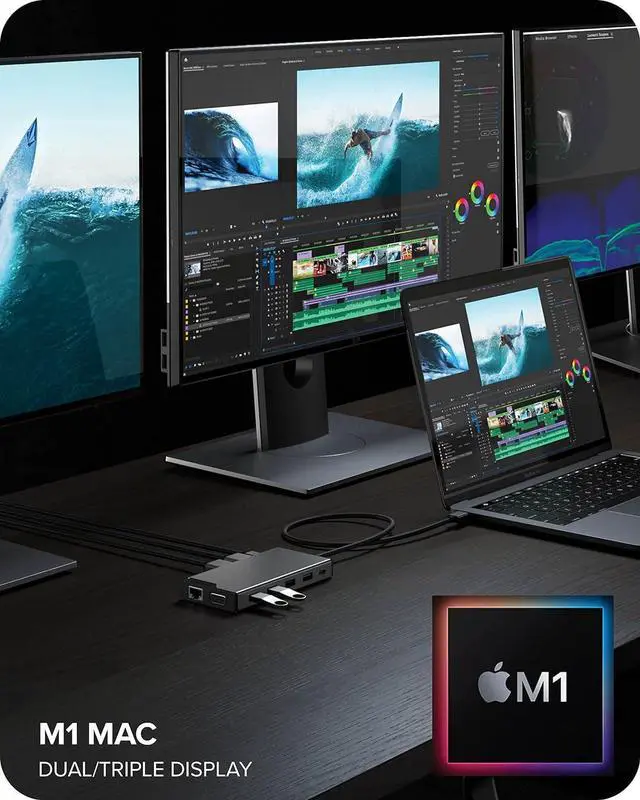 Alt view image 5 of 7 - ALOGIC USB-C 12-in-1 Mini Docking Station, Triple Display with 2 HDMI & VGA, 100W Power Delivery, USB-C & USB-A Hub, Gigabit Ethernet, SD/microSD Reader for Windows, Mac & Chromebook