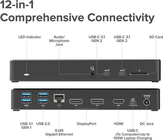 Alt view image 2 of 7 - Alogic USB-C Triple Display Dp Alt. Mode Docking Station