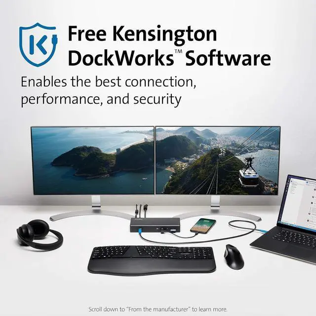 Alt view image 6 of 7 - Kensington SD4850P USB-C Docking Station for Dell, HP, Lenovo, Surface, PixelBook, Pixel Slate- Dual 4K Video, 100W PD (K34115NA)