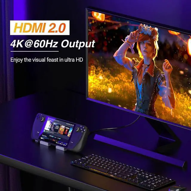 Alt view image 3 of 7 - 6 in 1 Steam Deck Docking Station, Steam Deck Dock with HDMI 4K@60Hz, 3*USB 3.0, 100W PD Charging, 1Gbps Ethernet, Steam Deck Accessories Stand for Valve Deck