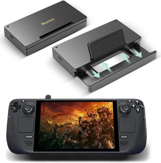 Main image of Dock Station with Portable NVMe SSD 1TB Aluminum Stand Hub HDMI 4K USB C USB3.2 PD Charger for Steeck Console