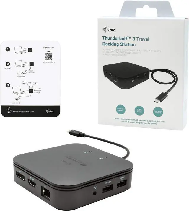 Alt view image 4 of 7 - i-tec Thunderbolt 3 Travel Dock Dual 4K Display 60W Charging Portable Laptop Hub, Windows, MacBook Air, MacBook Pro, 1x USB 3.1, 1x USB-C PD, 1x USB 2.0, Gigabit Ethernet 1x DisplayPort, 1x HDMI