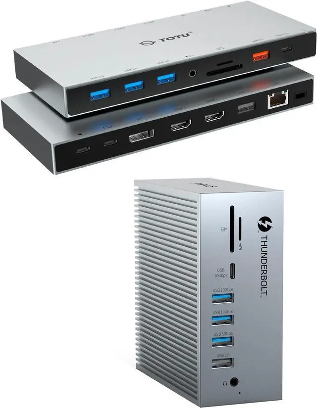 Main image of TOTU 15 in 1 Triple Display Docking Station (Dual 4K HDMI, DP) & TOTU 18 in 1 Thunderbolt 3 Docking Station