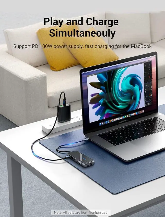 Alt view image 4 of 7 - VENTION USB C Docking Station Dual Monitor - 10 in 1 USB C Hub Multiport Adapter with 4K HDMI VGA 100W PD 4 USB Ports Gigabit Ethernet SD/TF Card Reader for MacBook Pro Air Dell XPS HP