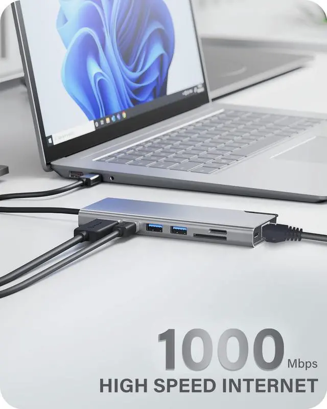 Alt view image 6 of 7 - ALOGIC USB-C 4K Dual Display Dock; 100W Power Delivery; 2X USB-A; USB-C; HDMI; Mini DisplayPort; Ethernet; SD & Micro-SD Card Reader; 8-in-1 Ultra Dock Plus Gen 2