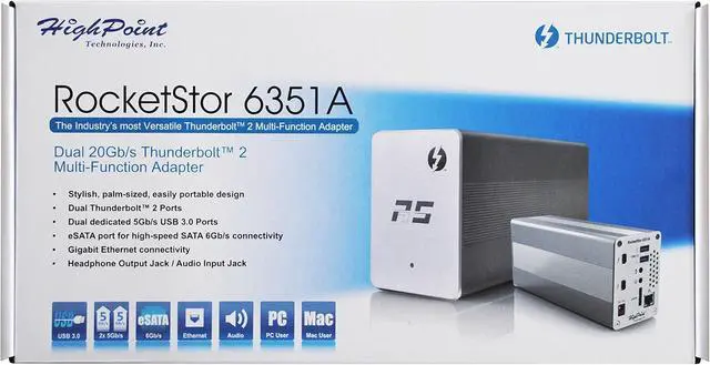 Alt view image 4 of 4 - HighPoint RocketStor 6351A Thunderbolt 2 I/O Dock without cable