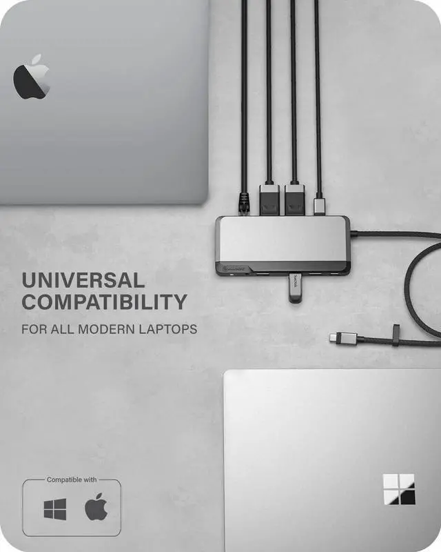 Alt view image 7 of 7 - ALOGIC USB-C Dual Display 1080p FHD Dock; 85W Power Delivery; 3X USB-A; 2X USB-C; 2X DisplayPorts; Ethernet & Audio Jack; MX2 lite DisplayPort Edition.