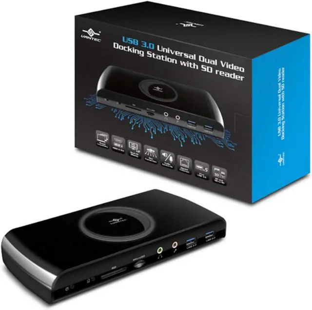 Main image of Vantec USB 3.0 Universal Dual Video Docking Station with SD Reader (DSH-300U3)