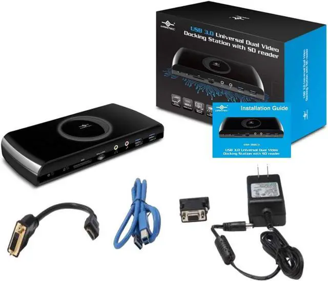 Alt view image 5 of 6 - Vantec USB 3.0 Universal Dual Video Docking Station with SD Reader (DSH-300U3)