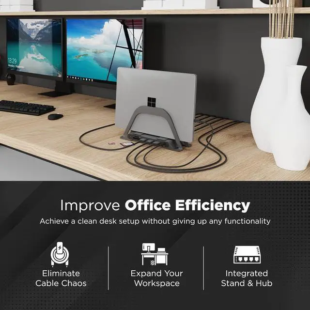 Alt view image 6 of 7 - Aestoria Windows USB C Docking Station Dual Monitor - 10 Ports with 2X HDMI, 2X USB 3.0, 1x USB-C (100W PD), and Ethernet Ports. Universal Laptop Docking Station for Dell, Lenovo, HP, and MacBook