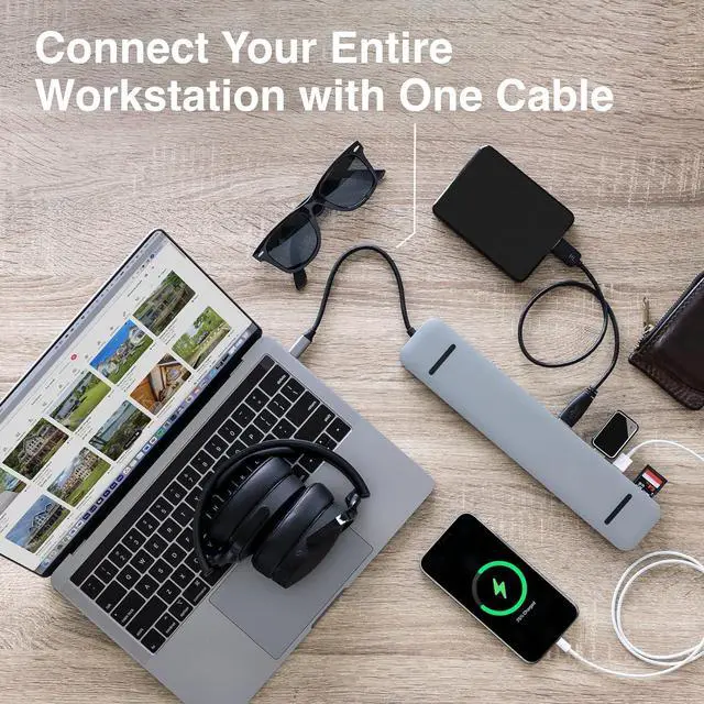 Alt view image 2 of 7 - SideTrak 4K Docking Station 13-in-1 - USB-C, USB-A 3.0, HDMI, 4k 60Hz Display, Ethernet, Audio Jack, Windows MST, Mac SST |  Docking Station, Thunderbolt Dock, Power Battery, Surface Tablet Dock