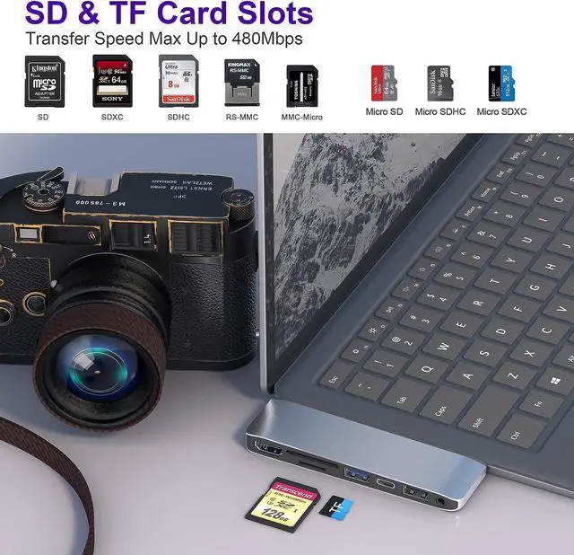 Alt view image 5 of 7 - Surface Laptop 2 Docking Station, Microsoft Surface Laptop 2 USB Hub with 4K HDMI, USB 3.0, USB C, USB 2.0, SD Card Slot, TF Card Slot, 3.5 Audio Port, Only for Surface Laptop Gen 1 Gen 2