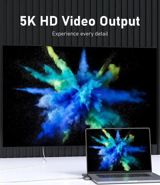 Alt view image 4 of 7 - PULWTOP USB C Hub for MacBook, USB C Hub Multiport Adapter with Multifunctional USB C Port(Support 5K@60Hz,Data Transmission,100W Power Delivery), Gigabit Ethernet,2*USB 3.2,for M1M2 MacBook Air/Pro