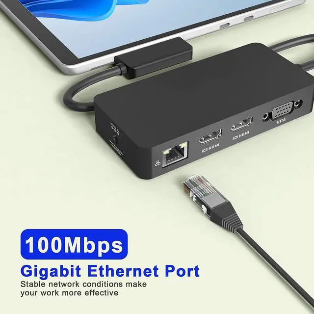 Alt view image 6 of 7 - Surface Dock, Surface Docking Station, 12-in-1 Triple Display (2 HDMI 4K+VGA) Microsoft Surface Dock for Surface Pro 9/8/X/7/6/5/4/3, Surface Book 3/2, Surface Book, Surface Laptop go/5/4/3/2/1