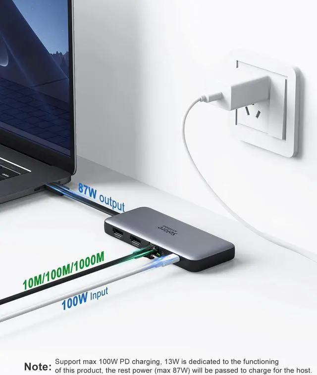 Alt view image 6 of 7 - USB C Docking Station Dual Monitor, USB C to Dual HDMI Adapter, Laptop Docking Station with Dual 4K HDMI+Gigabit Ethernet+2 USB3.0+100W PD Port for Dell/Surface/HP/Lenovo Laptop