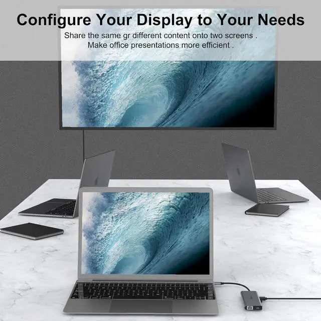 Alt view image 7 of 7 - Intpw USB C Hub, 4K USB C to HDMI Adapter, Gigabit Ethernet, MicroSD/SD Card Reader, 2 USB 3.0 Ports, Power Delivery for MacBook Pro, Nintendo Switch, XPS, Galaxy S9/S8, and More (Space Grey) 7-in-1