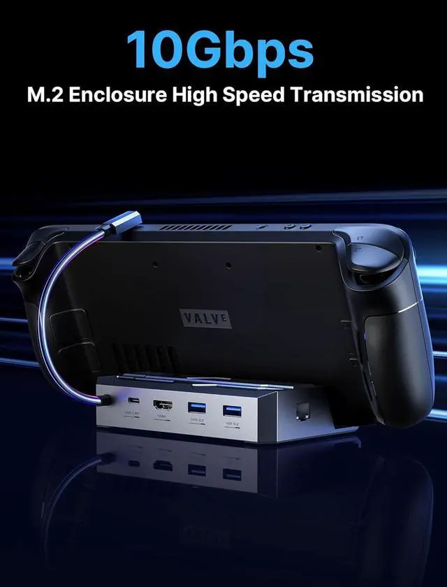 Alt view image 7 of 7 - JSAUX M.2 Docking Station 6-in-1 for Steam Deck/ROG Ally with 65W AC Adapter Charger Set, HDMI 2.0 4K@60Hz, Ethernet, Dual USB A 3.2 & USB C Ports Compatible with Steam OLED HB0604 (SSD Not Included)