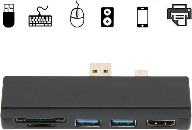 Alt view image 6 of 7 - Docking Station, for Surface Pro 4/5/6, 5 Gbps USB Hub, 5 in 1 4K HD Multimedia Interface Output, USB 3.0, Memory Card, Storage Card Reader Ports, Aluminum Shell(Black)