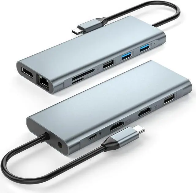 Main image of USB C Docking Station 4 in 1 USB-C Dual Display Laptop Docking Station USB Type C Hub Multiport Adapter Dongle with 1 HDMI, 2 USB Ports, PD Compatible with Dell, Surface, HP, Lenovo and More Laptops