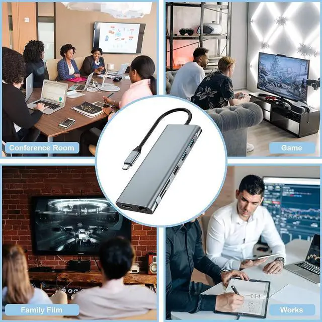 Alt view image 6 of 7 - USB C Docking Station 4 in 1 USB-C Dual Display Laptop Docking Station USB Type C Hub Multiport Adapter Dongle with 1 HDMI, 2 USB Ports, PD Compatible with Dell, Surface, HP, Lenovo and More Laptops