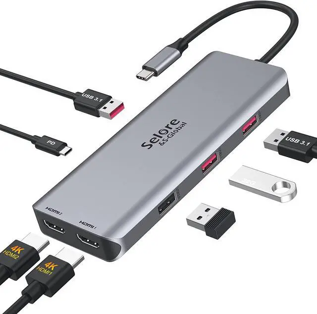 Main image of Docking Station for MacBook Pro/MacBook Air M1 2020 2019 2018 13" 15" 16", USB C Docking Station Dual Monitor, USB C Hub with 3 * 10Gbps USB Port, 100W PD Charging