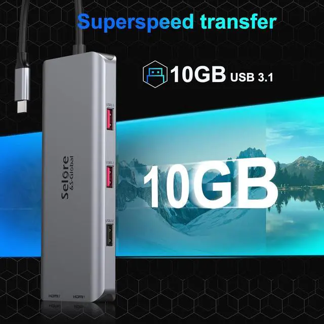 Alt view image 3 of 7 - Docking Station for MacBook Pro/MacBook Air M1 2020 2019 2018 13" 15" 16", USB C Docking Station Dual Monitor, USB C Hub with 3 * 10Gbps USB Port, 100W PD Charging