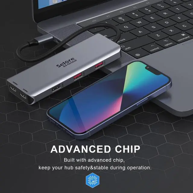 Alt view image 5 of 7 - Docking Station for MacBook Pro/MacBook Air M1 2020 2019 2018 13" 15" 16", USB C Docking Station Dual Monitor, USB C Hub with 3 * 10Gbps USB Port, 100W PD Charging