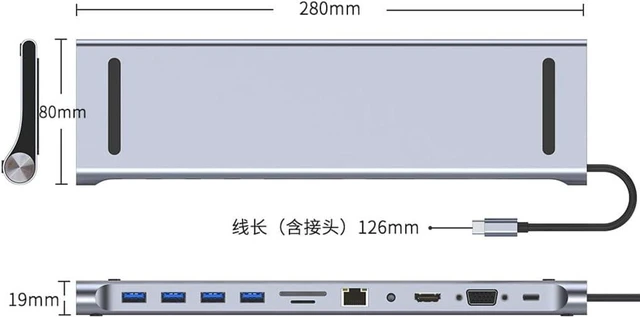 Alt view image 2 of 6 - USB C Dock Dual Screen Dual Display Adapter Hub, USB Type C Laptop Docking Station