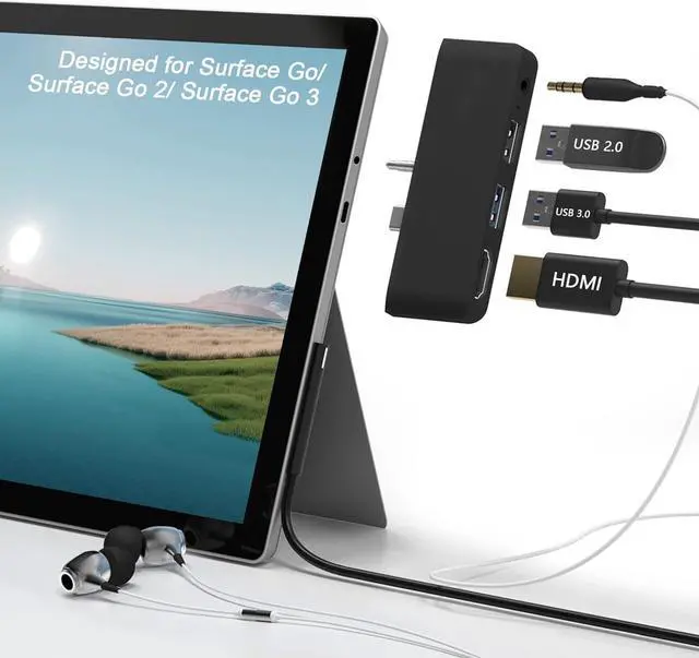 Main image of Surface Go 3 Docking Station, 4 in 1 Microsoft Surface Go 3 Accessories with 4K HDMI + USB 3.0 Port Hub + 3.5mm Audio Adapter, USB Adapter for Surface Go 3/Go 2/Go