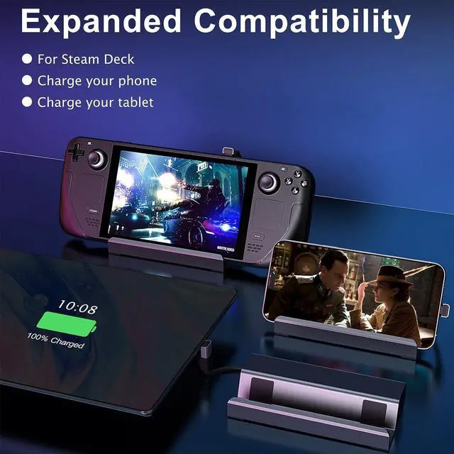 Alt view image 6 of 7 - Upgraded Steam Deck Dock Station for Valve Steam Deck, 6 in 1 Hub Dock with 1000M Ethernet, 4 K@60Hz HDMI2.0, 3 USB3.0 Ports, Fast Charging Dock for Steam Deck Dock Station Stand Accessory