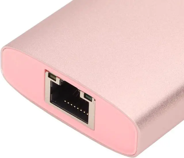 Alt view image 4 of 7 - 6 in 1 Type C Docking Station with PD, 3USB3.0, RJ45 Multi Port Expansion for All Type C Computers, 4K HD Visual, Gigabit Network, Efficient Charging (Coral Pink)
