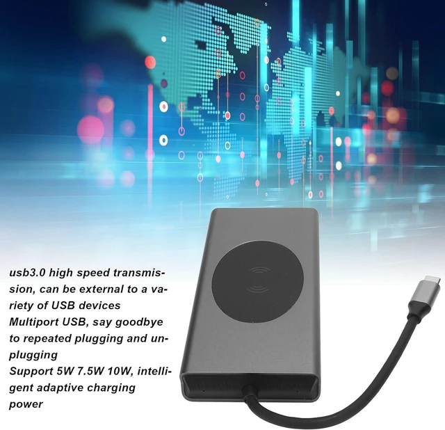 Alt view image 4 of 7 - 15 in 1 High Definition Docking Station for Computer Laptop Gray Aluminum Alloy Shell (Grey)