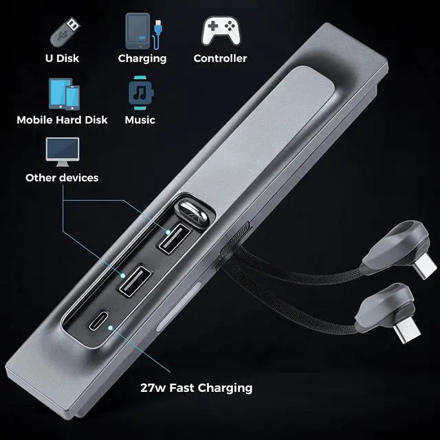 Alt view image 2 of 6 - Tesla USB Hub, COSYOO 3 in 1 Docking Station USB Hub for Tesla Model 3 Model Y - Extension Cable Charger Multi-Port HUB Adapter with LED Light
