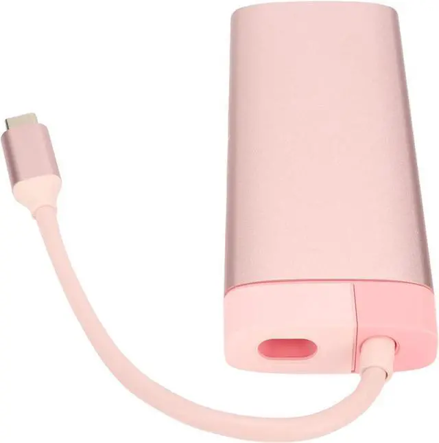 Alt view image 3 of 7 - 6 in 1 Type C Docking Station with PD, 3USB3.0, RJ45 Multi Port Expansion for All Type C Computers, 4K HD Visual, Gigabit Network, Efficient Charging (Coral Pink)