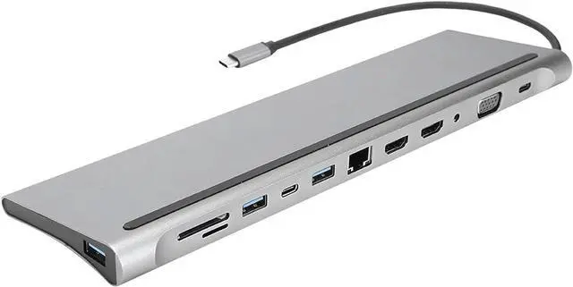 Alt view image 2 of 7 - 12-in-1 Docking Station Type-c to Dual Hdmi Same Screen Display USB Vga Pd Fast Charging Rj45 Docking Station.