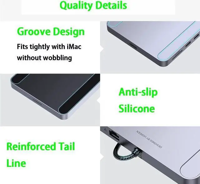 Alt view image 5 of 7 - Mini USB C Laptop Docking Station,7 in 1 Type C Adapter Compatible for iMac(Type C USB 3.0x3 SD TF Card Gigabit Ethernet)