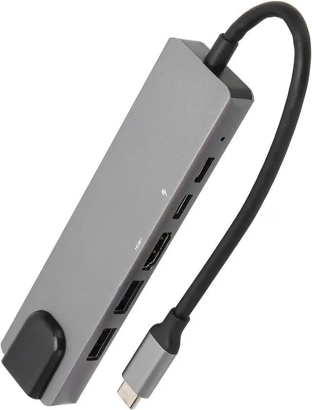 Alt view image 7 of 7 - 6 in 1 USB C Hub: 4K30Hz Output, 100Mbps Ethernet, PD Charging, 2X USB 3.0, Aluminum