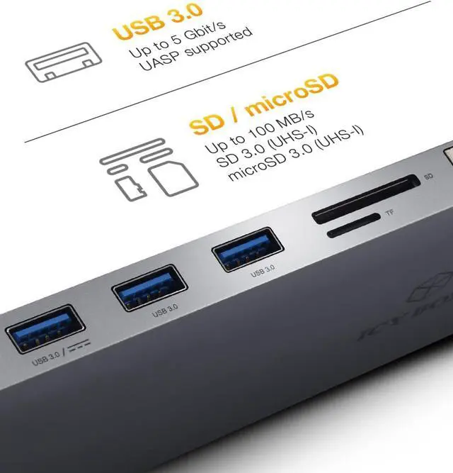 Alt view image 3 of 7 - ICY BOX USB-C Docking Station (11-in-1) Triple Monitor 2 HDMI and 1 VGA, Laptop Docking Station with Dual HDMI + VGA (6 USB Ports, Gigabit Ethernet, DisplayLink), IB-DK2106-C