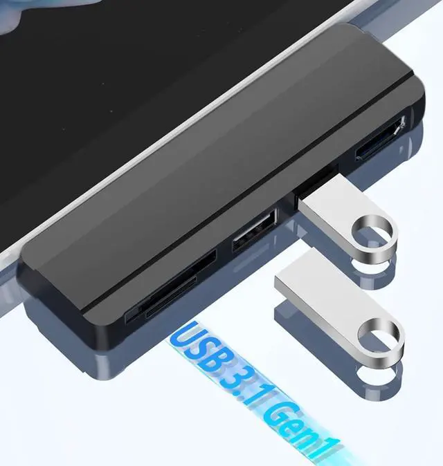 Alt view image 3 of 7 - Docking Station, for Surface Pro 4/5/6, 5 Gbps USB Hub, 5 in 1 4K HD Multimedia Interface Output, USB 3.0, Memory Card, Storage Card Reader Ports, Aluminum Shell(Black)