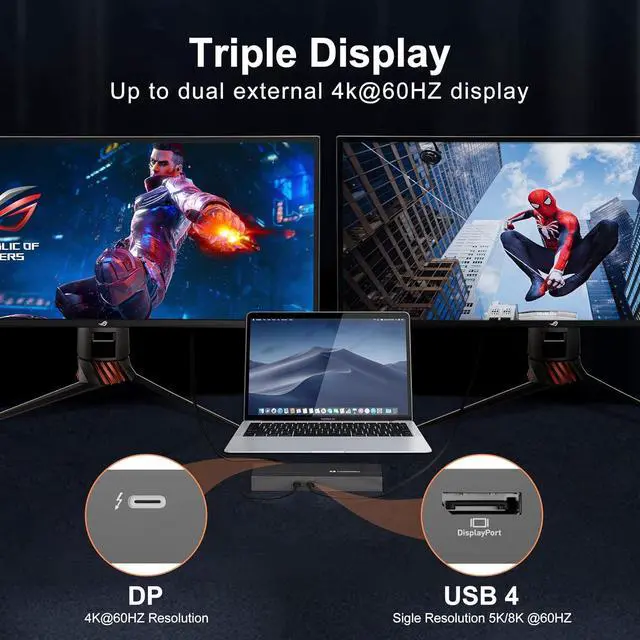 Alt view image 3 of 7 - USB C Docking Station, Support 8K Display, 60W Charging, UHS-II SD 4.0 & CFast 2.0 Card Slot, USB 3.1 Gen 2, Gigabit Ethernet for Mac Book/PC,USB 4 Compatible(2.3ft Cable)