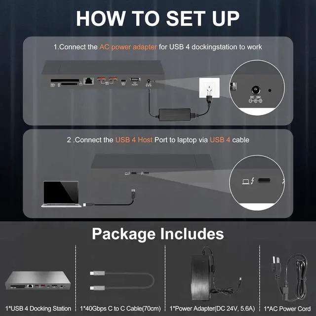 Alt view image 7 of 7 - USB C Docking Station, Support 8K Display, 60W Charging, UHS-II SD 4.0 & CFast 2.0 Card Slot, USB 3.1 Gen 2, Gigabit Ethernet for Mac Book/PC,USB 4 Compatible(2.3ft Cable)