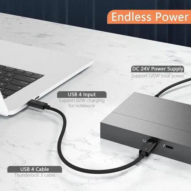 Alt view image 5 of 7 - USB C Docking Station, Support 8K Display, 60W Charging, UHS-II SD 4.0 & CFast 2.0 Card Slot, USB 3.1 Gen 2, Gigabit Ethernet for Mac Book/PC,USB 4 Compatible(2.3ft Cable)