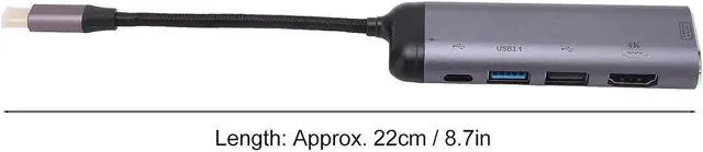 Alt view image 7 of 7 - USB C Hub, VGA USB3.1 USB2.0 PD100 Safe 6 in 1 Docking Station Aluminum Alloy for Laptop