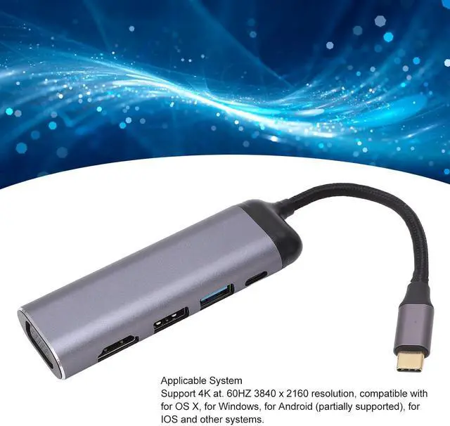 Alt view image 4 of 7 - USB C Hub, VGA USB3.1 USB2.0 PD100 Safe 6 in 1 Docking Station Aluminum Alloy for Laptop