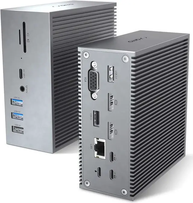 Main image of Docking Station, QIYO 16 in 2 USB C Docking Station Dual Monitor for MacBook Pro Air (Not for M1), Dual 4K HDMI, VGA, 6 USB, RJ45 and SD/TF Card Reader, Triple Display for MacOS with Thunderbolt 3