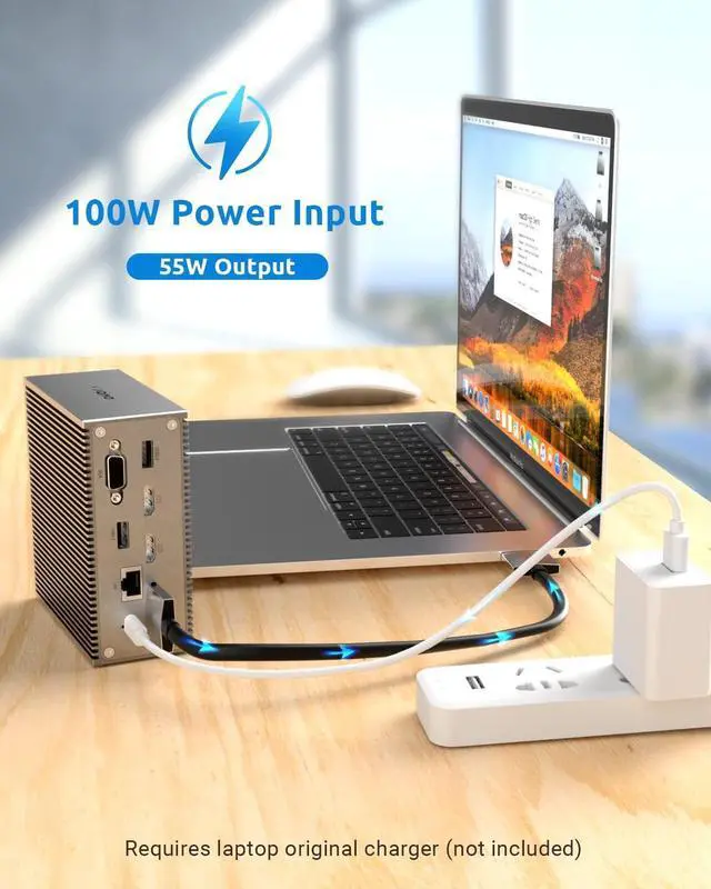 Alt view image 7 of 7 - Docking Station, QIYO 16 in 2 USB C Docking Station Dual Monitor for MacBook Pro Air (Not for M1), Dual 4K HDMI, VGA, 6 USB, RJ45 and SD/TF Card Reader, Triple Display for MacOS with Thunderbolt 3