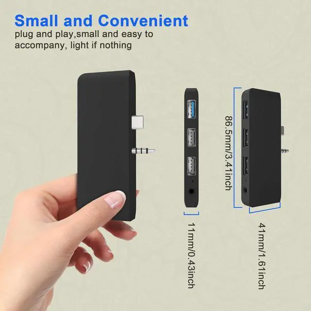 Alt view image 6 of 6 - Surface Go USB Hub Docking Station, Accessories for Surface Go/Surface Go2/Surface Go3, Surface Go USB Adapter with USB 3.0, 2X USB2.0 Ports, 3.5mm Earphones Jack