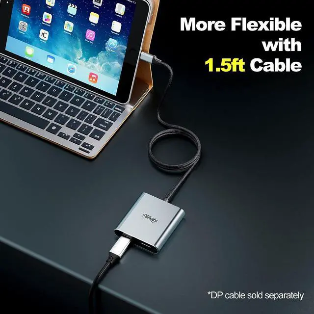 Alt view image 4 of 7 - fairikabe USB C to Dual DisplayPort MST Hub Splitter, Dual 4K 60Hz USB Type C to 2X DisplayPort 1.2 Adapter for Windows Laptop PC, Compatible with Thunderbolt 3