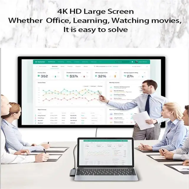 Alt view image 6 of 6 - MVUYO Type C 3.0 Docking Station for Laptop Adapter RJ45 TF/SD Card Splitter for Windows for iOS(E)