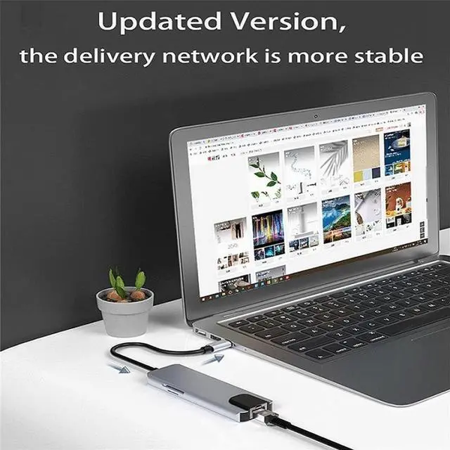 Alt view image 5 of 6 - MVUYO Type C 3.0 Docking Station for Laptop Adapter RJ45 TF/SD Card Splitter for Windows for iOS(E)